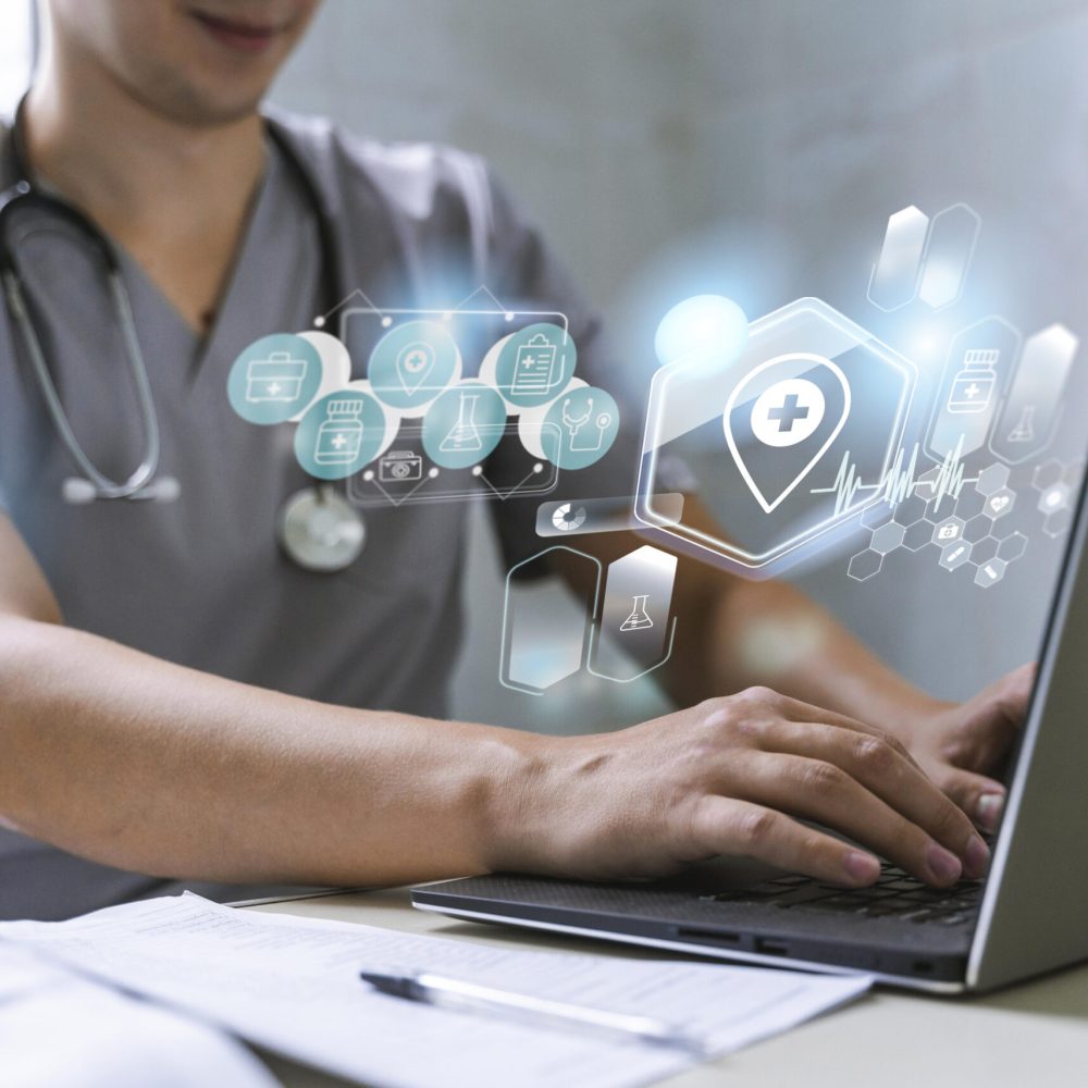 medical-banner-with-doctor-working-laptop